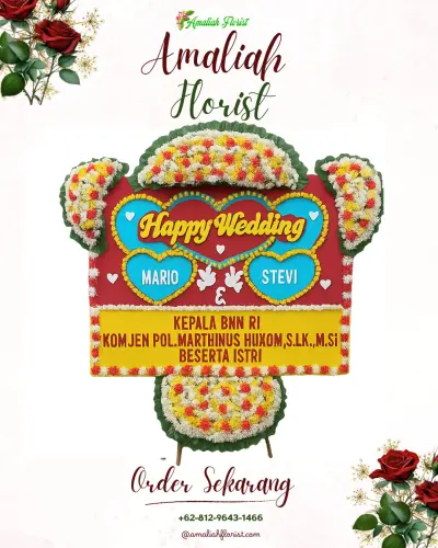 Karangan Papan Bunga Pernikahan di Kenalan
